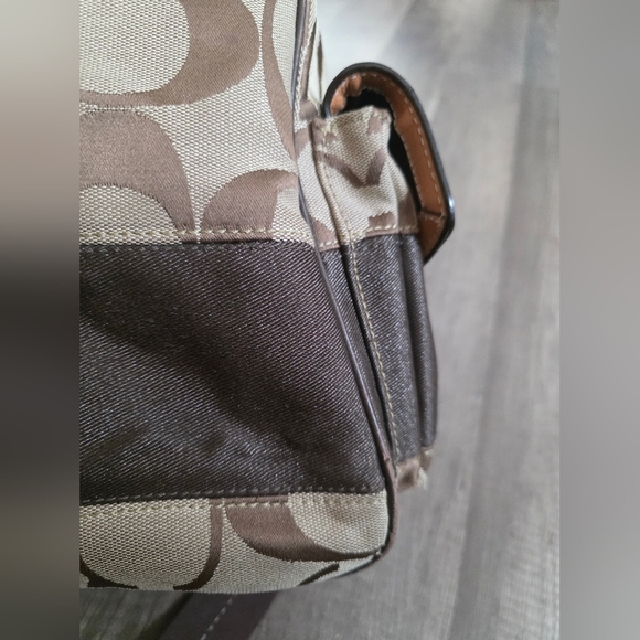 Vintage 2000s COACH Duffle Bag Luggage Qeekender Jacquard Canvas Brown Preppy - Picture 4 of 16